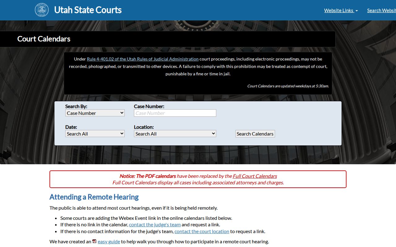 Garfield County court schedule official calendar route
