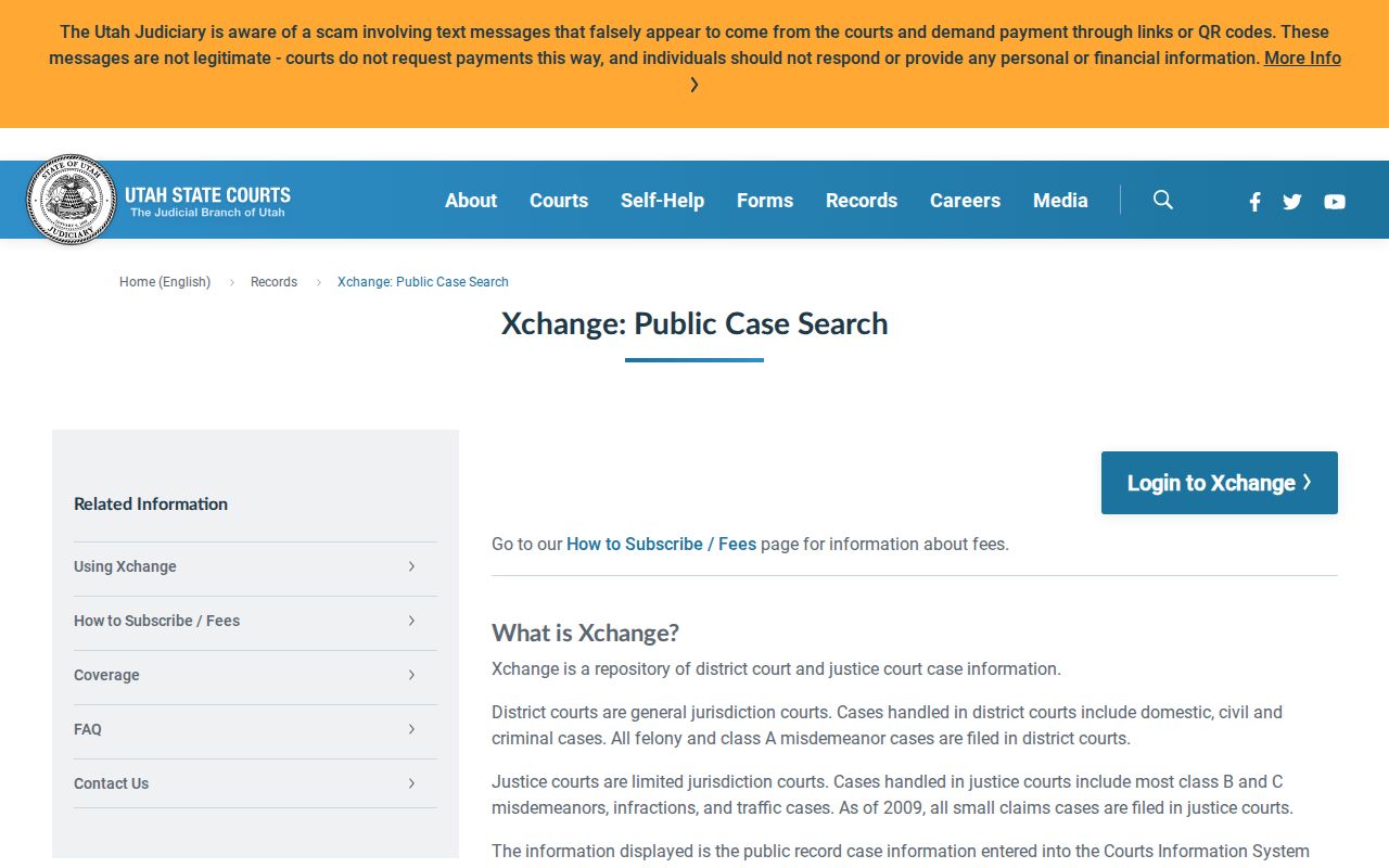 Garfield County court docket Xchange access screen